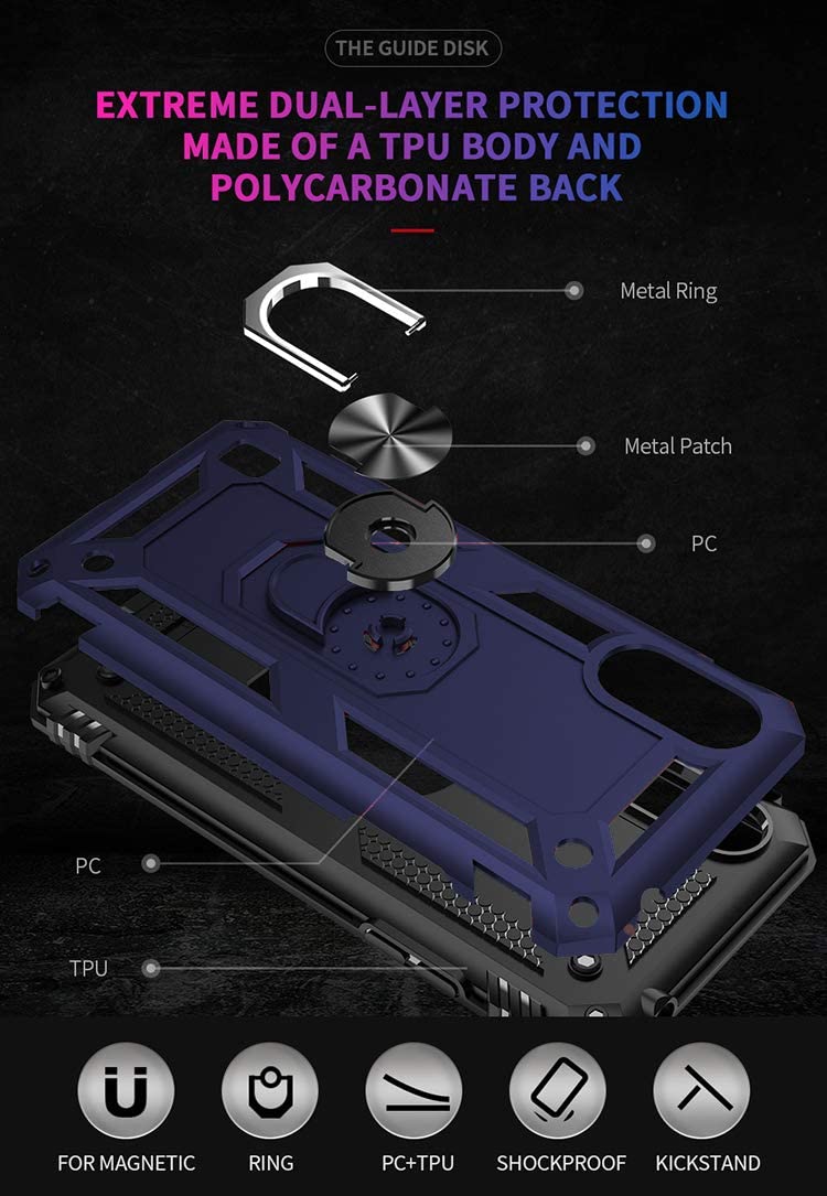Protectores para celular  para Samsung  A01 Funda reforzada con anillo v2 Azul